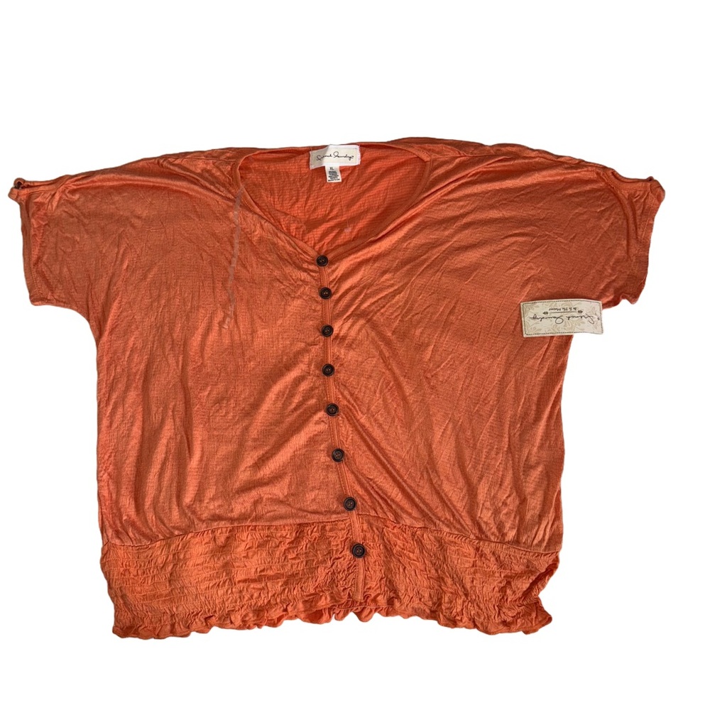 French Laundry Orange Short Sleeve Button Down Shirt